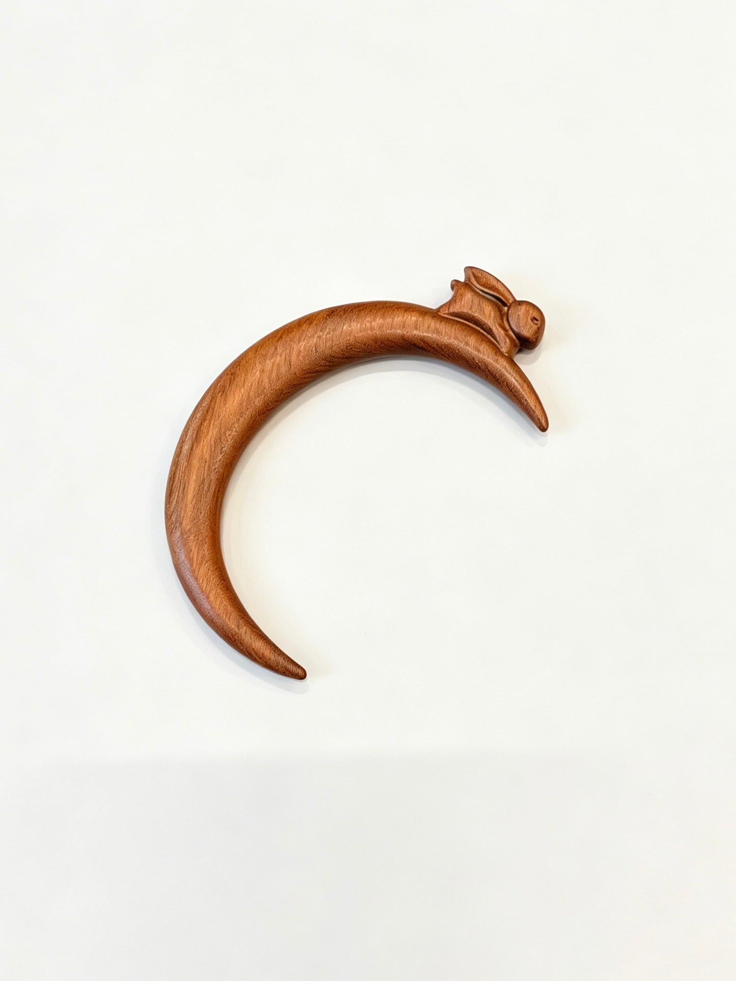 Crescent Moon Rabbit Sandalwood Hair Pin