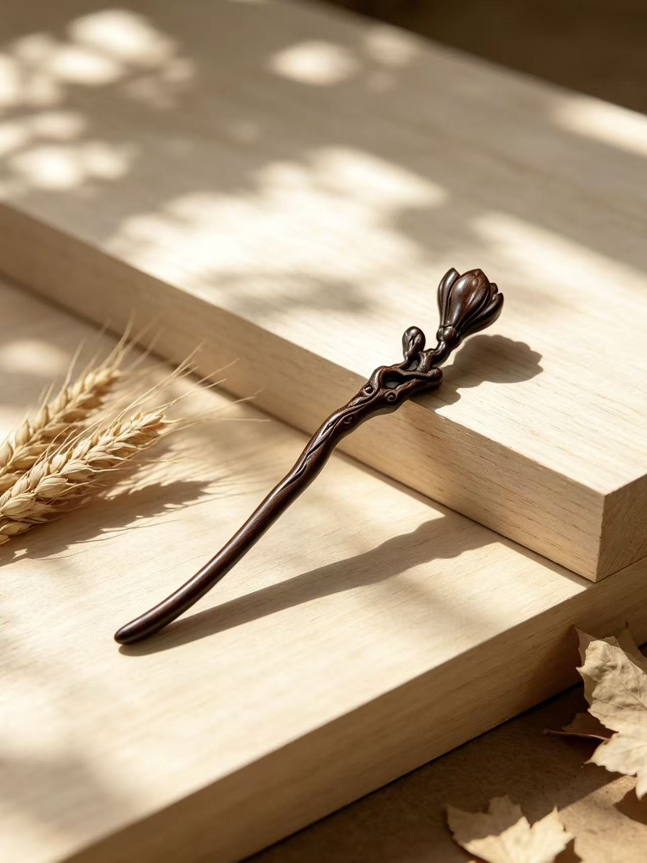 Floral Bud Sandalwood Hair Stick