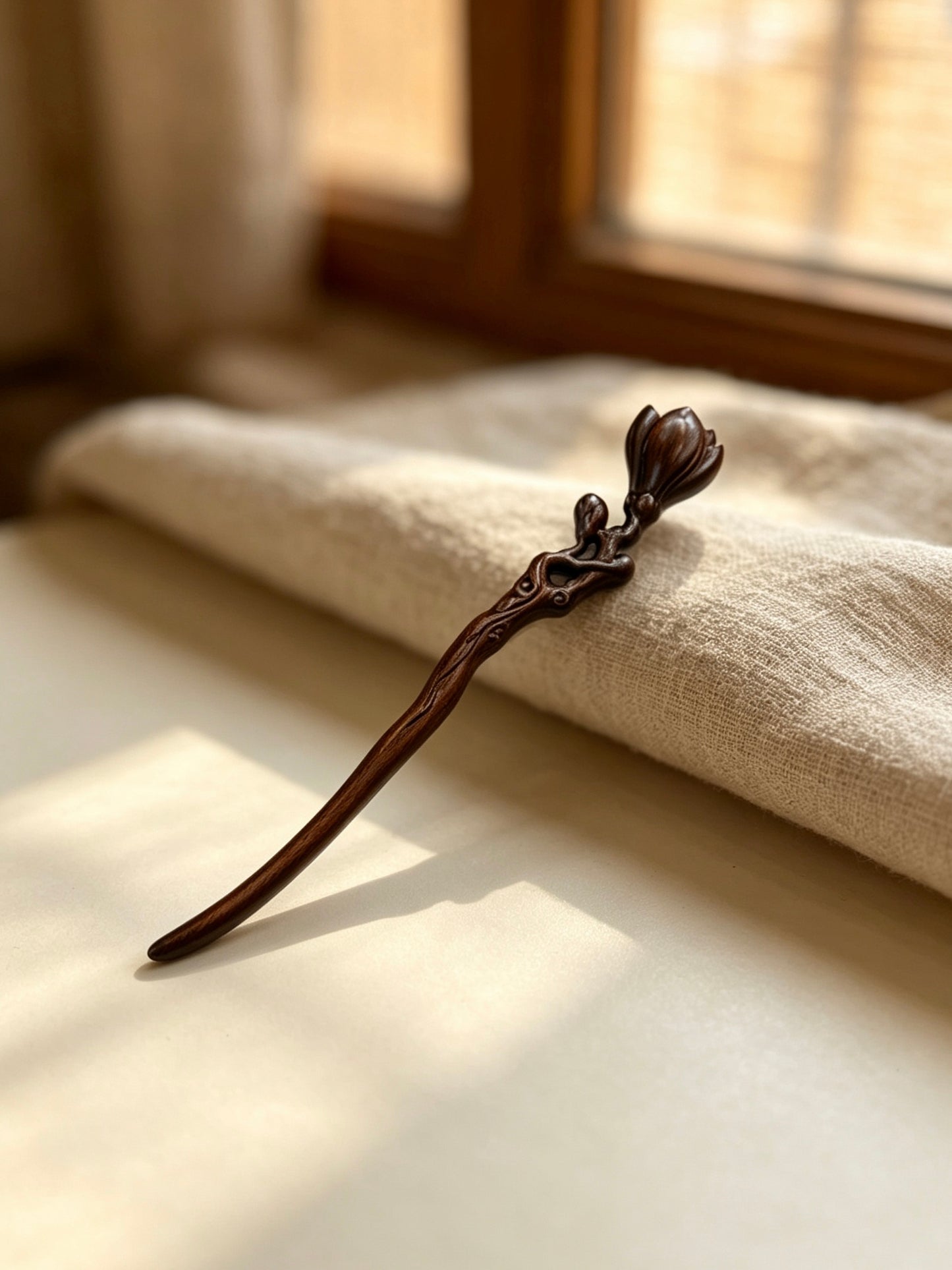 Floral Bud Sandalwood Hair Stick