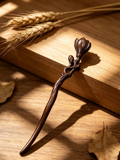 Floral Bud Sandalwood Hair Stick